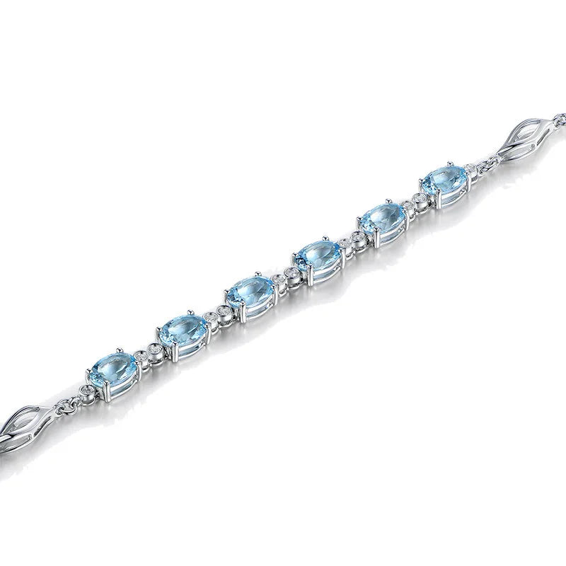 New Style 925 Sterling Silver Bracelet Exquisite Sapphire Silver Bracelet For Woman Charm Jewelry Gift