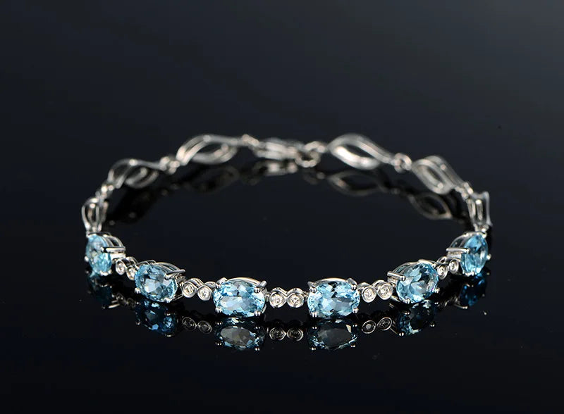 New Style 925 Sterling Silver Bracelet Exquisite Sapphire Silver Bracelet For Woman Charm Jewelry Gift