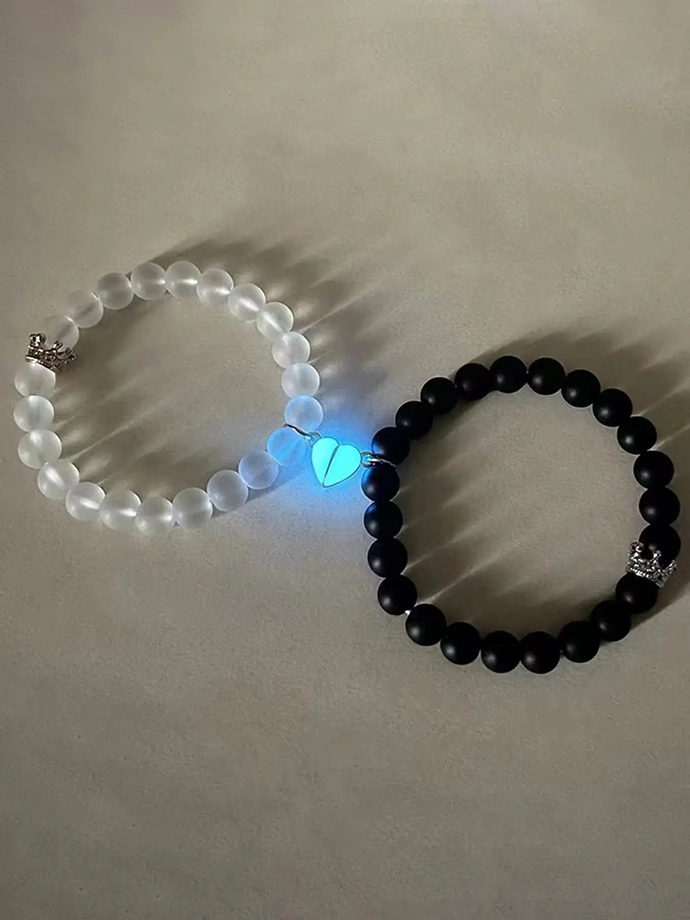 2 PC Magnetic heart bracelet glow in the dark perfect for ( couples and friends)